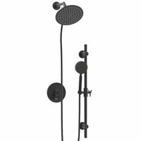 Main Image All Metal Dual Shower Head with Slide Bar Set - Complete Shower System with Valve and Trim Matte Black / 2.5 GPM - The Shower Head Store