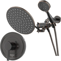 Main Image All Metal Dual Shower Head with Adjustable Arm - Complete Shower System with Valve and Trim Oil Rubbed Bronze / 2.5 GPM - The Shower Head Store
