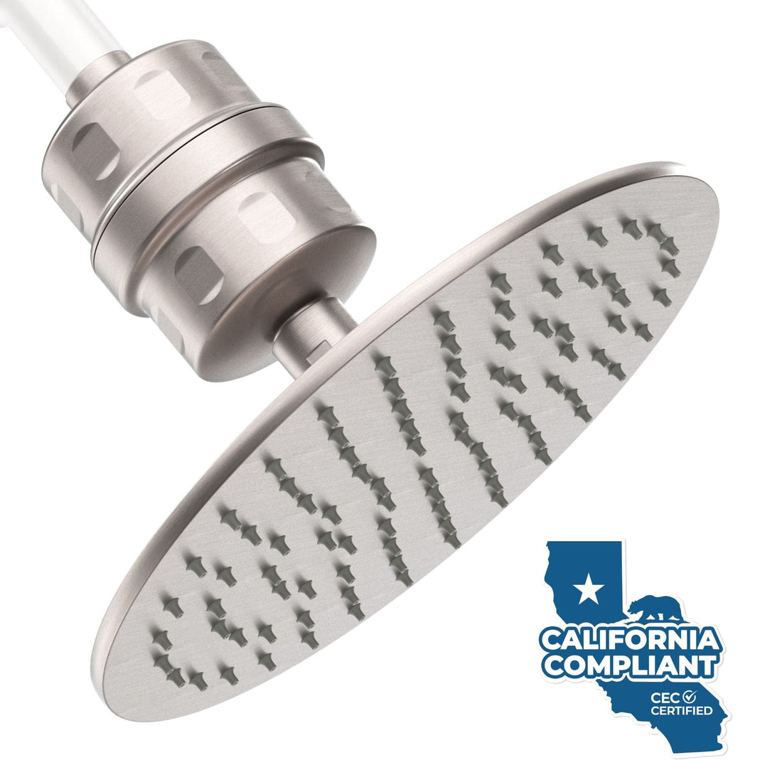 Main Image All Metal Shower Head Filter with 8 Inch Rainfall Shower Head Brushed Nickel / 1.75 - The Shower Head Store