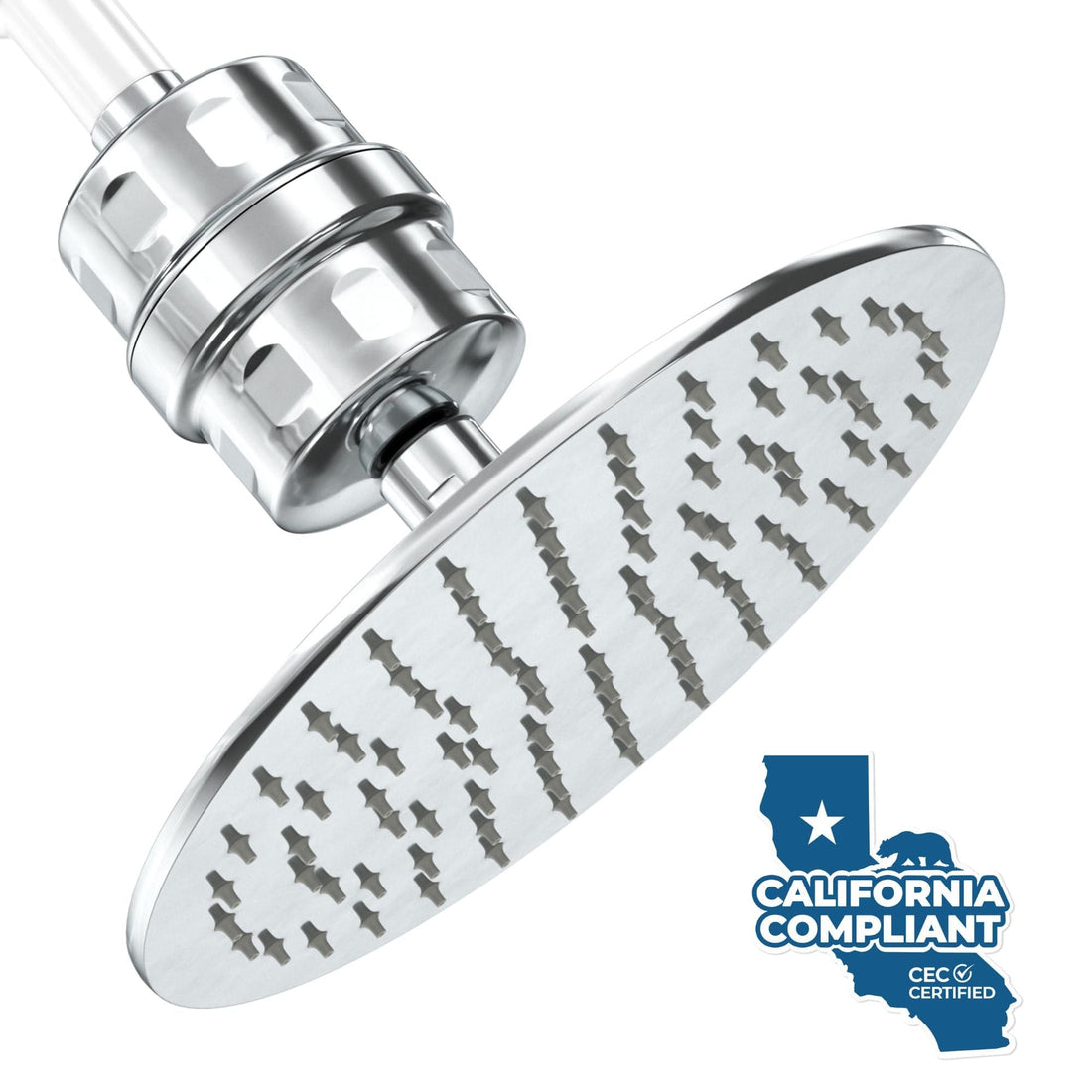 Main Image All Metal Shower Head Filter with 8 Inch Rainfall Shower Head Chrome / 1.75 - The Shower Head Store