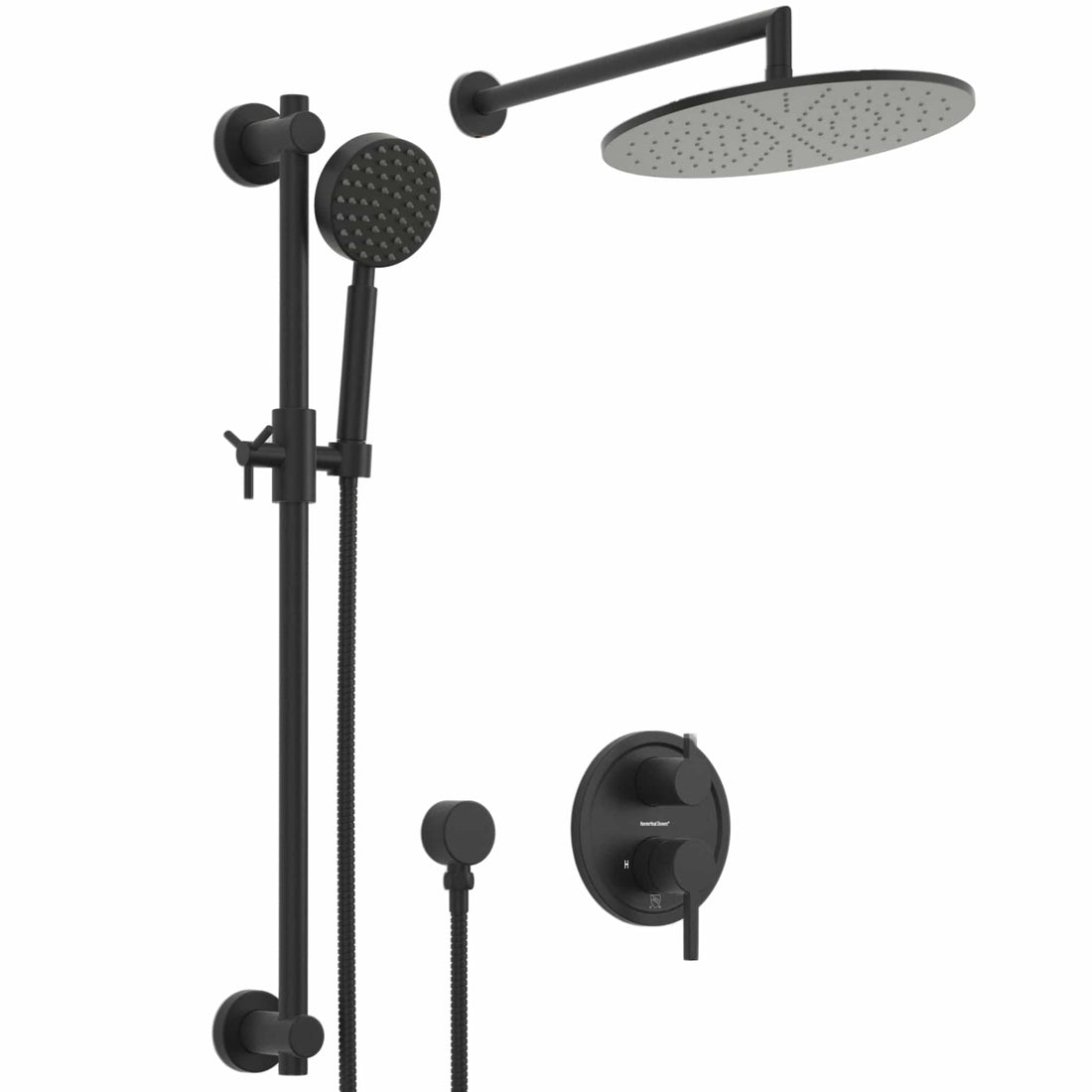 Main Image All Metal Shower Slide Bar With Handheld Shower Head – Complete Shower System With Valve And Trim Matte Black  / 2.5 - The Shower Head Store