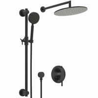 Main Image All Metal Shower Slide Bar With Handheld Shower Head – Complete Shower System With Valve And Trim Matte Black / 2.5 - The Shower Head Store