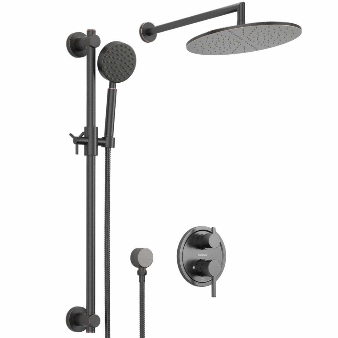 Main Image All Metal Shower Slide Bar With Handheld Shower Head – Complete Shower System With Valve And Trim Oil Rubbed Bronze  / 2.5 - The Shower Head Store