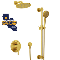 Main Image Steve White Bundle - 2H Valve and Trim Slide Bar with 1-Spray and 8-inch Rain Shower Head Brushed Gold / 1.75 GPM - The Shower Head