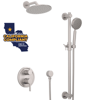 Main Image Steve White Bundle - 2H Valve and Trim Slide Bar with 1-Spray and 8-inch Rain Shower Head Brushed Nickel / 1.75 GPM- The Shower Head Store
