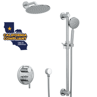 Main Image Steve White Bundle - 2H Valve and Trim Slide Bar with 1-Spray and 8-inch Rain Shower Head Chrome / 1.75 GPM - The Shower Head Store