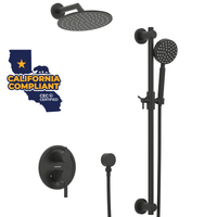 Steve White Bundle - 2H Valve and Trim Slide Bar with 1-Spray and 8-inch Rain Shower Head Matte Black / 1.75 GPM - The Shower Head Store