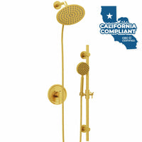 Main Image All Metal Dual Shower Head with Slide Bar Set - Complete Shower System with Valve and Trim Brushed Gold / 1.75 GPM - The Shower Head Store