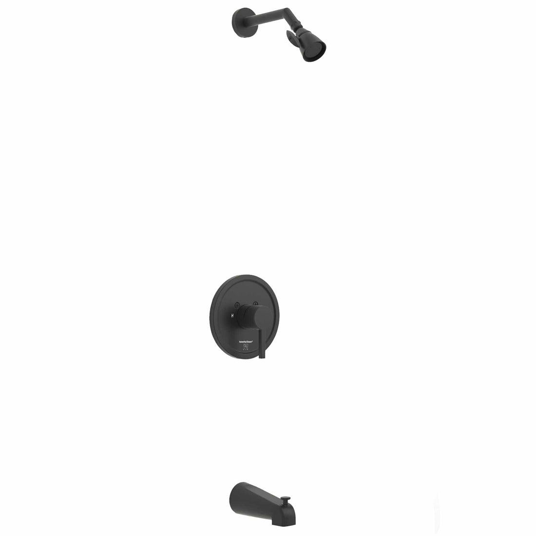 Main Image 2 Inch High Pressure Shower Head Set with Tub Spout and Valve and Trim Matte Black / 2.5 GPM - The Shower Head Store