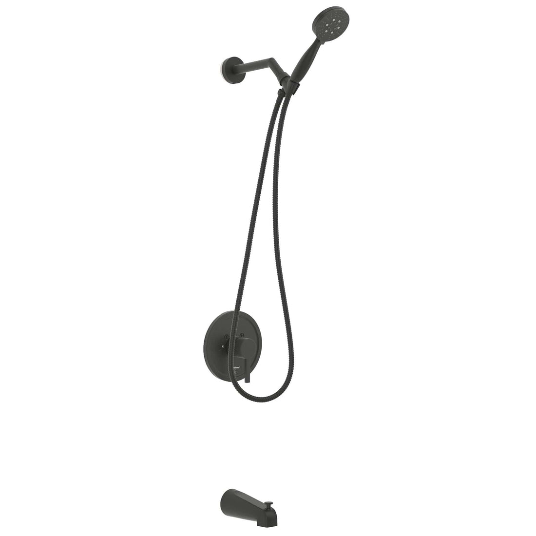 Main Image Tub Spout with Valve and Trim 3-Spray Handheld and Shower Arm Matte Black / 2.5 GPM - The Shower Head Store