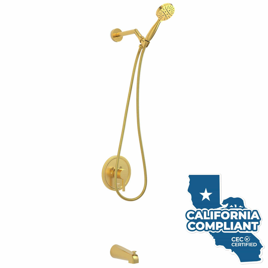 Main Image Tub Spout with Valve and Trim_3-Spray Handheld and Shower Arm Brushed Gold / 1.75 - The Shower Head Store