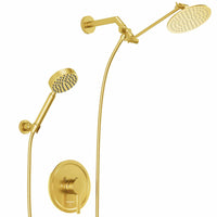 Main Image All Metal Dual Shower Head with Adjustable Arm and Shower Head Wall Mount with Valve and Trim Brushed Gold / 2.5 - The Shower Head Store