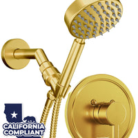 Main Image Valve and Trim, Low Flow 1-Spray Handheld and 7" Shower Arm Brushed Gold / 1.75 GPM - The Shower Head Store