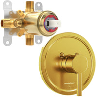 Main Image with Valve and Trim - All Metal 1-Handle Tub and Shower Valve with Trim Kit Brushed Gold - The Shower Head Store