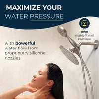 Maximize Your Water Pressure All Metal 3-Spray Dual Shower Head Combo Brushed Nickel / 2.5 GPM - The Shower Head Store