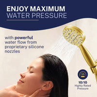 Max Pressure 3-Spray Handheld Shower Head Set Brushed Gold / 2.5 - The Shower Head Store