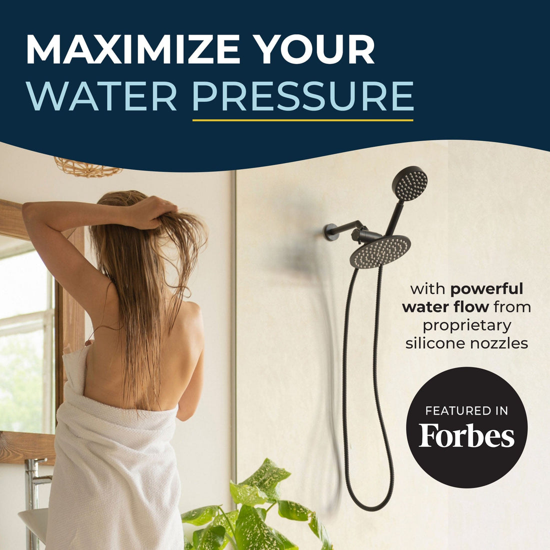 Maximum Water Pressure 1-Spray Dual Shower Head Matte Black  / 2.5 - The Shower Head Store