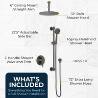 What's Included 2-Handle Valve and Trim Shower System with Dual Shower Head and Slide Bar Oil Rubbed Bronze / 2.5 - The Shower Head Store