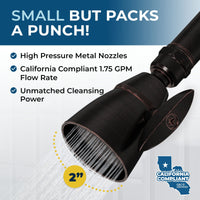 Packs a Punch HammerHead Showers 2 Inch Metal Shower Head Competitor Comparison Oil Rubbed Bronze / 1.75 - The Shower Head Store