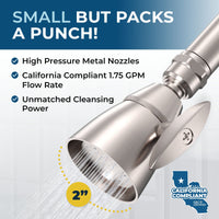 Packs a Punch HammerHead Showers 2 Inch Metal Shower Head Competitor Comparison Brushed Nickel / 1.75 GPM - The Shower Head Store