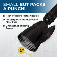 Packs a Punch High Pressure Shower Head Fixed Showerhead 2-Inch All Metal Oil Rubbed Bronze / 2.5 GPM - The Shower Head Store