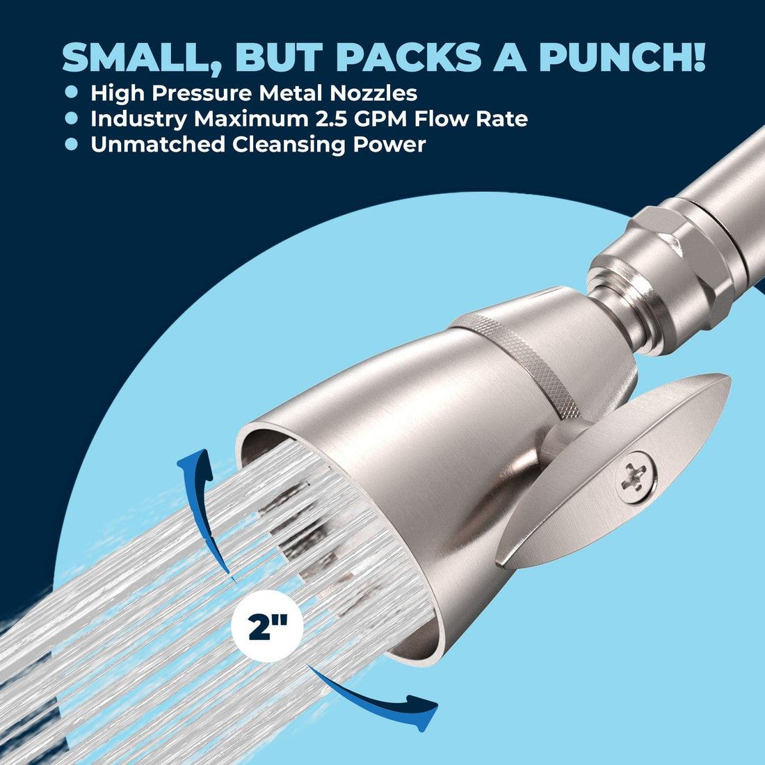 Packs a Punch All Metal 2-Inch High Pressure Shower Head Set - Complete Shower System with Valve and Trim Brushed Nickel  / 2.5 - The Shower Head Store