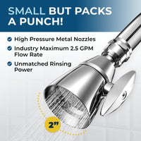 Packs a Punch All Metal 2-Inch High Pressure Shower Head Set - Complete Shower System with Valve and Trim Chrome / 2.5 GPM - The Shower Head Store