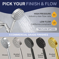 Finish and Flow All Metal Handheld Shower Head Set 1-Spray Chrome - The Shower Head Store Brushed Gold / 2.5 GPM Brushed Gold / 1.75 GPM
