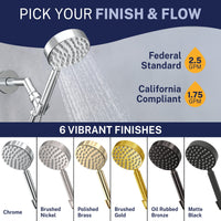 Finish and Flow All Metal Handheld Shower Head Set 1-Spray Chrome - The Shower Head Store Chrome / 2.5 GPM Chrome / 1.75 GPM