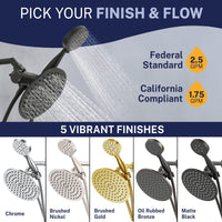 Finish 3-Spray Dual Shower Head Combo Matte Black / 2.5 GPM - The Shower Head Store