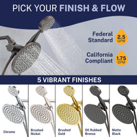 Finish 3-Spray Dual Shower Head Combo Oil Rubbed Bronze / 2.5 GPM - The Shower Head Store