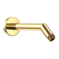 Polished Brass - All Metal 7 Inch Shower Arm and Flange with Set Screw | Wall Elbow Pipe and Cover Plate | Universal Replacement Part for Showerheads - The Shower Head Store