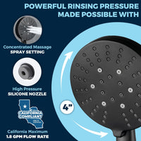 Features 3-Spray Low Flow Handheld Shower Head, Handshower Only Matte Black / 1.75 - The Shower Head Store