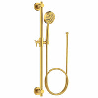 Main Image ALL Metal Shower Slide Bar with Hand Held Shower Head & Hose Brushed Gold - The Shower Head Store