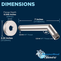 Shower Arm Dimensions All Metal 2-Inch High Pressure Shower Head Set - Complete Shower System with Valve and Trim Brushed Nickel  / 2.5 - The Shower Head Store
