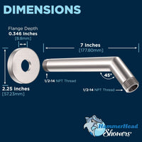 Shower Arm Dimensions All Metal 2-Inch High Pressure Shower Head Set - Complete Shower System with Valve and Trim Brushed Nickel / 2.5 GPM Brushed Nickel / 1.75 GPM - The Shower Head Store
