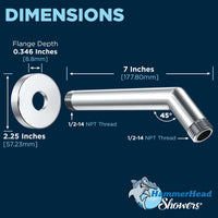 Shower Arm Dimensions All Metal 2-Inch High Pressure Shower Head Set - Complete Shower System with Valve and Trim Chrome / 2.5 GPM Chrome / 1.75 GPM - The Shower Head Store