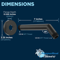 Shower Arm Dimensions All Metal 2-Inch Shower Head Set - Complete Shower System with Valve and Trim Matte Black / 2.5 GPM Matte Black / 1.75 GPM - The Shower Head Store