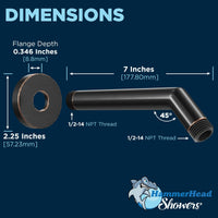 Shower Arm Dimensions All Metal 2-Inch High Pressure Shower Head Set - Complete Shower System with Valve and Trim Oil Rubbed Bronze / 2.5 GPM Oil Rubbed Bronze / 1.75 GPM - The Shower Head Store