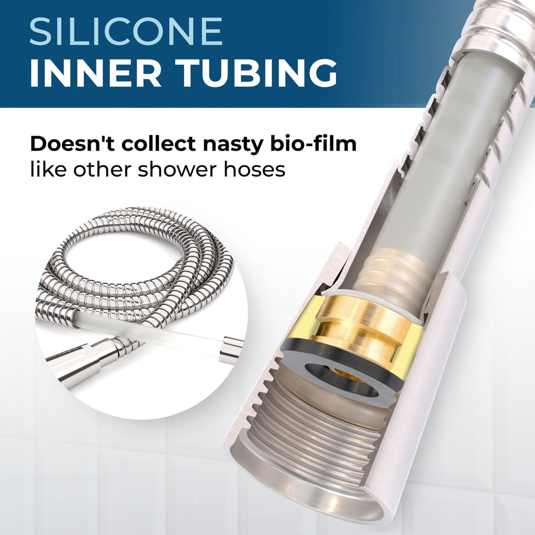Silicone Inner Tubing Shower Hose Attachment for Shower Head Brushed Nickel / 72 Inches - The Shower Head