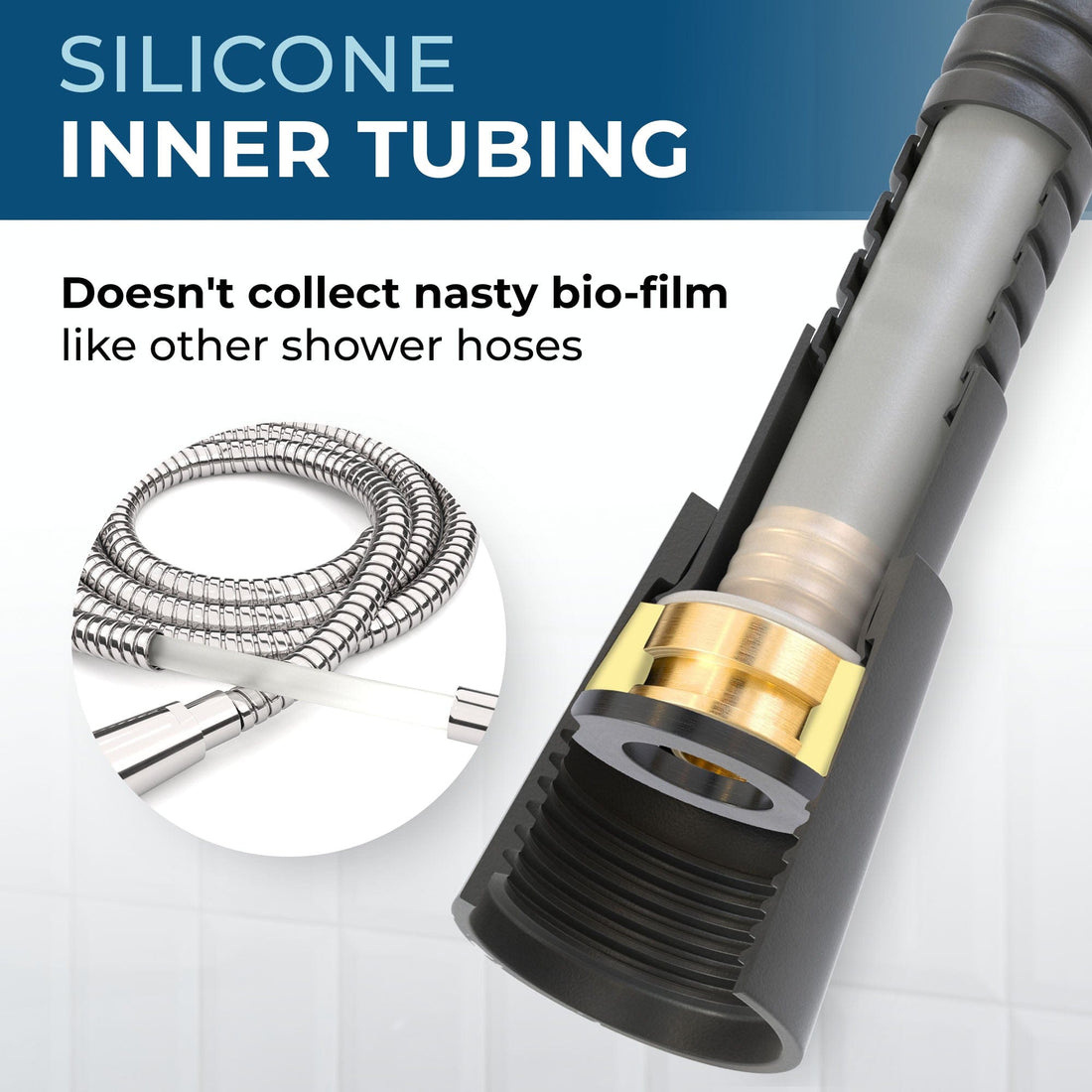 Silicone Inner Tubing Shower Hose Attachment for Shower Head Matte Black / 72 Inches - The Shower Head Store