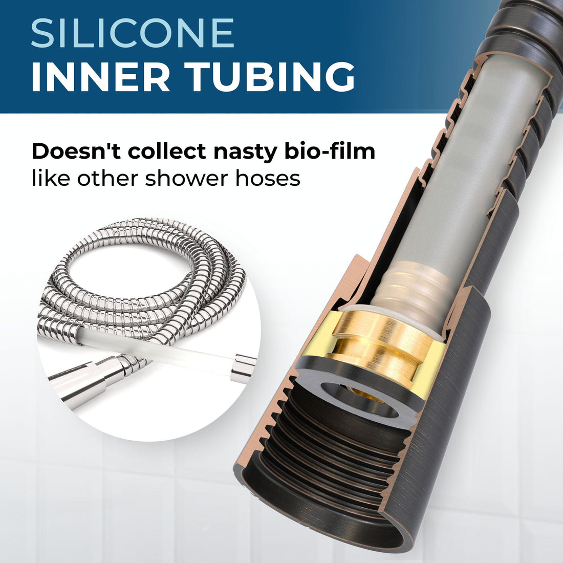Silicone Inner Tubing Shower Hose Attachment for Shower Head Oil Rubbed Bronze / 72 Inches - The Shower Head