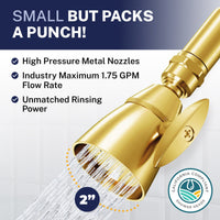 Packs a Punch California Compliant Low Flow HammerHead Showers 2-Inch Shower Head Brushed Gold / 1.75 - The Shower Head Store