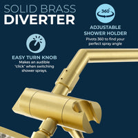 Solid Diverter 3-Spray Dual Shower Head Brushed Gold / 1.75 GPM - The Shower Head Store