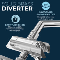 Diverter 3-Spray Dual with Adjustable Arm Chrome / 1.75 GPM - The Shower Head Store
