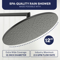 Spa Quality 2-Handle Valve and Trim Shower System with Dual Shower Head and Slide Bar Matte Black / 2.5 - The Shower Head Store