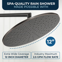 Dimensions 12 Inch Rain Shower Head with Arm Oil Rubbed Bronze / 2.5 - The Shower Head Store