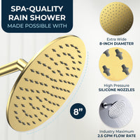 Spa Quality All Metal Dual Shower Head with Adjustable Arm and Shower Head Wall Mount with Valve and Trim Brushed Gold / 2.5 - The Shower Head Store