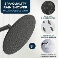 Spa Quality 8 Inch Round Rain Shower Head Matte Black / 2.5 GPM Matte Black / 1.75 GPM - The Shower Head Store