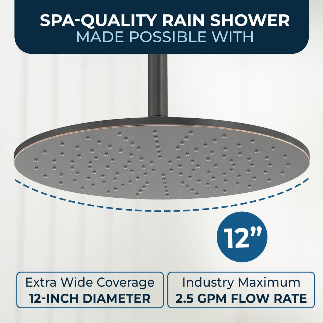 Spa Quality 12 Inch Rain Shower Head and 12 Inch Ceiling Mount Shower Arm Oil Rubbed Bronze  - HammerHead Showers